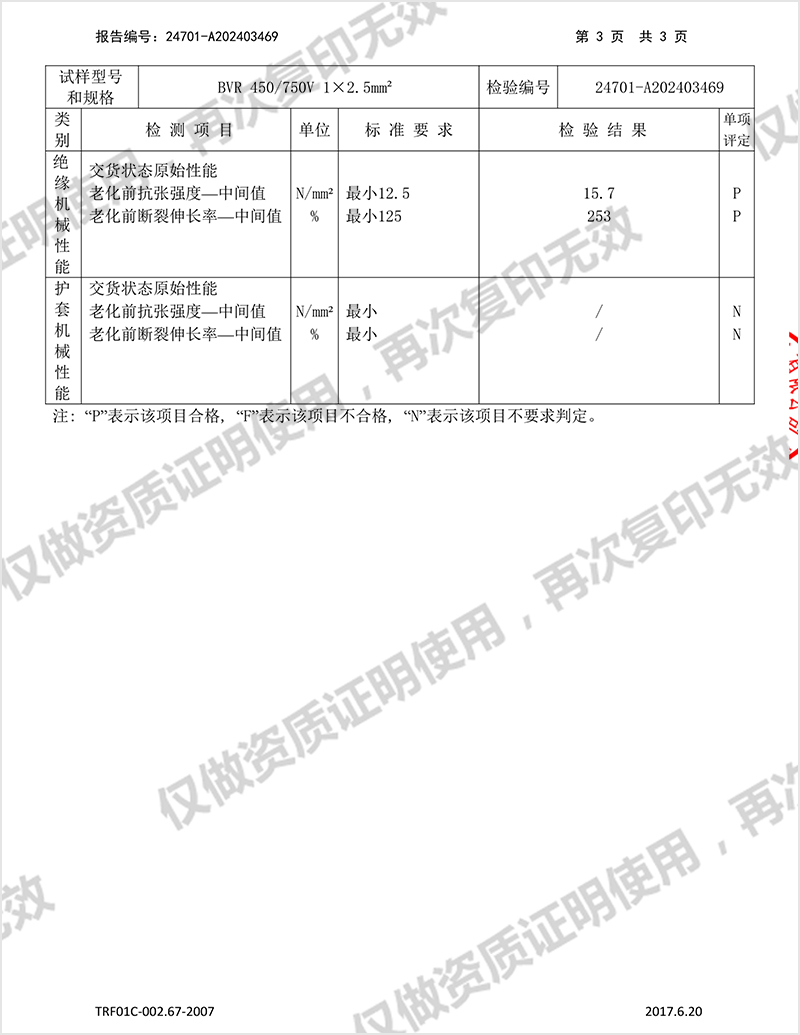 聚氯乙烯绝缘无护套电线电缆  BVR